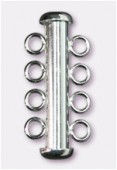 .925 Sterling Silver 4.3x22mm Tube Clasp 3 Row x1