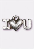 17x6mm Antiqued Silver Plated  Metal I Love you Charms Pendant x2