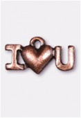 17x6mm Antiqued Copper Plated Love You Charms Pendant x2