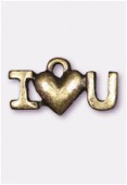17x6mm Antiqued Brass Plated I Love You Charms Pendant x2