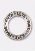 22mm Antiqued Silver Plated Message Charms Pendant x1