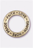 22mm Antiqued Brass Plated Message Charms Pendant x1