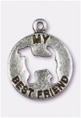 20mm Antiqued Silver Plated My Dog Best Friend Charms Pendant x1