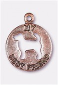 20mm Antiqued Copper Plated My Dog Best Friend Charms Pendant x1