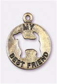 20mm Antiqued Brass Plated My Dog Best Friend Charms Pendant x1