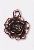 13mm Antiqued Copper Plated Rose Charms Pendant x2