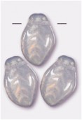 9x14mm Czech Pink Opal Side Drilled Leaf Glass Beads x6