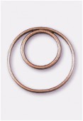 10mm Antiqued Copper Plated Flat Double Ring Beads x4