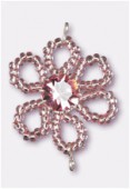 Pendentif rocaille fleur A 25 mm pink / light amethyst x1