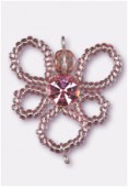 30mm Pink / Light Amethyst Seed Beads Flower Pendant x1