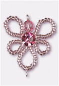 30mm Pink / Fuschia Seed Beads Flower Pendant x1