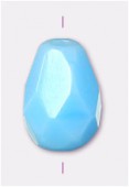 7x5mm Blue Turquoise Opaque Czech Fire Polish Tear Drops Glass Beads x12