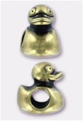 12x9mm Antiqued Brass Eurobeads Duck Charms x1