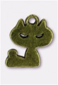 16x12mm Antiqued Brass Plated Cat Charms Pendant x2