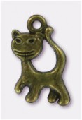 20x13mm Antiqued Brass Plated Cat Charms Pendant x2