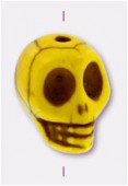 Carved Yellow Howlite Death's-Head Bead 13x10mm x1