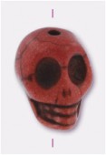 Carved Red / Brown Howlite Death's-Head Bead 13x10mm x1