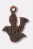22x17mm Antiqued Copper Plated Dove With Love Charms Pendant x2