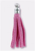 42x7mm Fashion Pink Suede Tassels W / Brass Findings x2