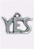 17x9mm Antiqued Silver Plated Yes Charms Pendant x2