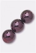 10mm Czech Smooth Round Pearls Eggplant x4