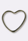 14x13mm Antiqued Brass Plated Flat Heart Ring Beads x6