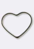 22x20mm Antiqued Brass Plated Flat Heart Ring Beads x4