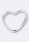 14x13mm Silver Plated Flat Heart Ring Beads x6