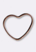 14x13mm Antiqued Copper Plated Flat Heart Ring Beads x6