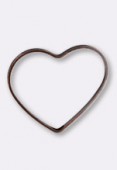 22x20mm Antiqued Copper Plated Flat Heart Ring Beads x4