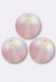 12mm Czech Smooth Round Druk Glass Beads Frosted Pink AB x4