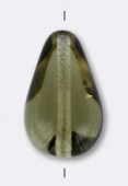 18x11mm Black Diamond Czech Glass Beads Flat Pear Teardrops x4