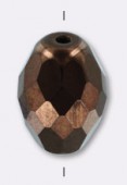 13x10mm Dark Bronze Fire Polish Olive Shaped Glass Beads x4