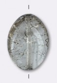 16x11mm Black Diamond Czech Crackled Flat Oval Glass Beads x2