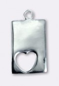 .925 Sterling Silver Open Work Heart Charms 17x11mm x1
