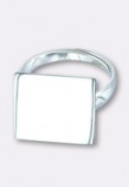 .925 Sterling Silver Square Glue On Ring 16mm x1