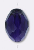 13x10mm Deep Violet Czech Fire Polish Olive Shaped Glass Beads  x4