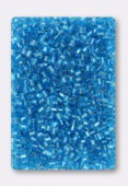 2x2mm Half-Tube Seed Beads Aqua Silver-Lined x20g
