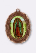 28x23mm Our Lady Of Guadalupe Oval Medal Enamel On Antiqued Copper Tone Base x1
