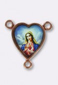 15x14mm Immaculate Heart Of Mary Heart Rosary On Antiqued Copper Tone Basex1