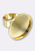 24mm Gold Plated Adjustable Ring W / Round Bezel x1