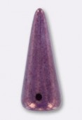 7x17mm Czech Glass Spikes Beads Chalk Purple Lumi x6