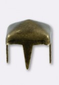 6mm Antique Brass Plated Square Conic Studs x24