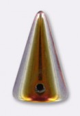 12x18mm Czech Glass Spikes Beads Jet Demi Gold x6