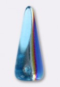 7x17mm Czech Glass Spikes Beads Aqua Vitrail x6