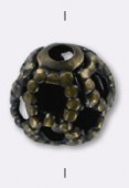 4mm Antiqued Brass Plated Filigree Round Beads x4