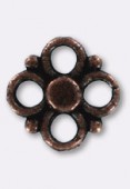 9x9mm Antiqued Copper Plated Fancy Spacer Beads x4