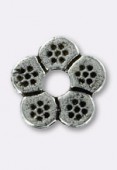 12x12mm Antiqued Silver Plated Flower Spacer Beads x2