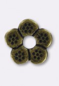 12x12mm Antiqued Brass Plated Flower Spacer Beads x2