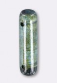 7x25mm Czech Glass Spacer Beads W / 2 Holes Lumi Green x2